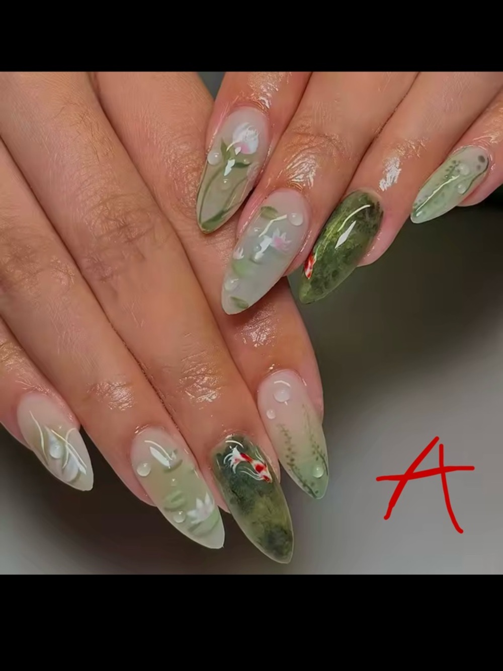 24 pcs Lotus goldfish spring Nails